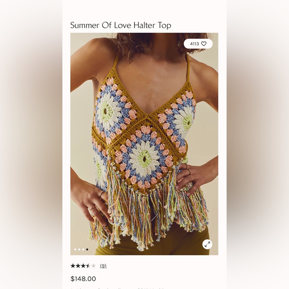 Free People Summer of Love Crochet Tank Top